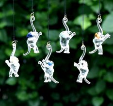 Multicolor Assorted Mini Elephant Christmas Tree Ornaments Set of 6 Pcs